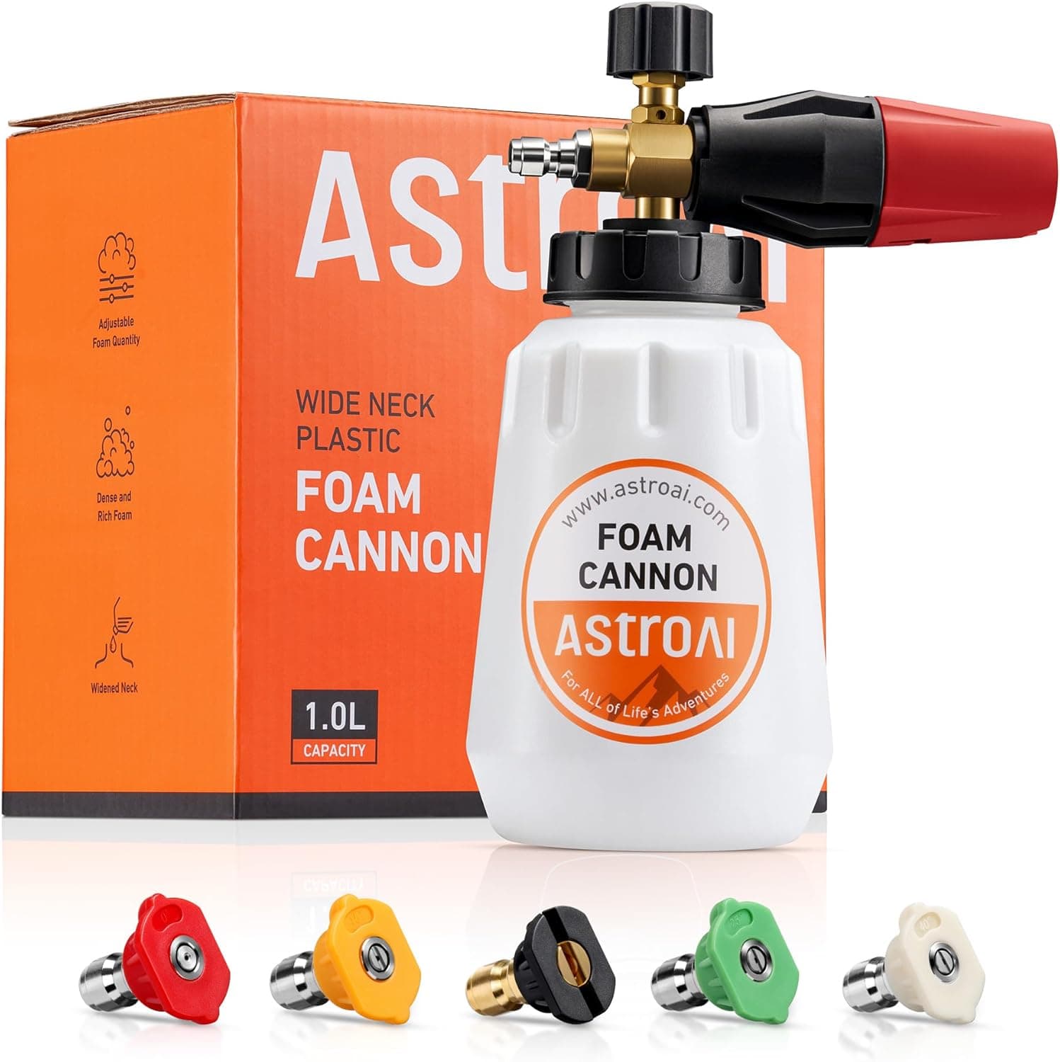 AstroAI Heavy Duty Foam Cannon with 5 Nozzles for Pressure Washer